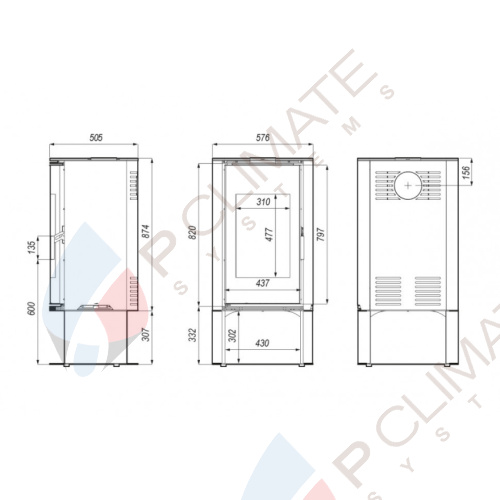 Печь DEFRO HOME ORBIS LOG, 9кВт, золотая сталь