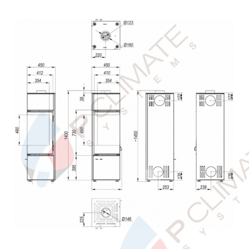 Печь DEFRO HOME QUADROOM LONG, 9,3кВт, белая сталь