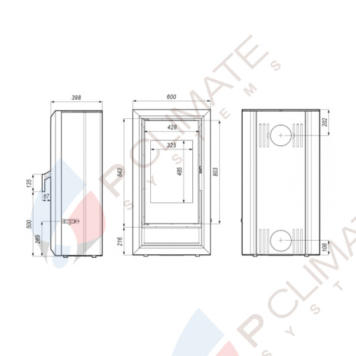 Печь DEFRO HOME IGNIS, 9кВт, коричневая сталь