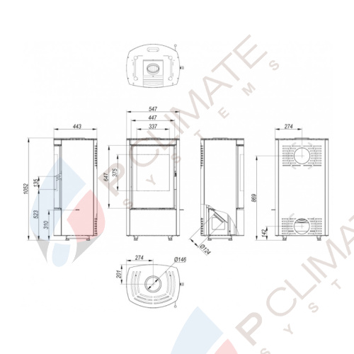 Печь DEFRO HOME CERES 6кВт, коричневая сталь