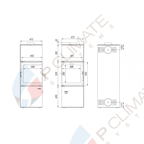 Печь DEFRO HOME QUADROOM, 9,6кВт, золотая сталь