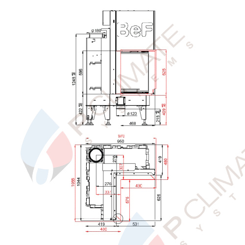 Топка BeF FLAT V4L, внутренний угол, гильотина,рамка черная