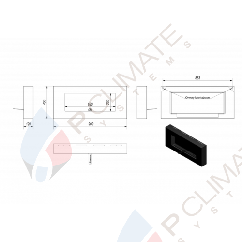 Биокамин Kratki DELTA FLAT (400*900), TUV