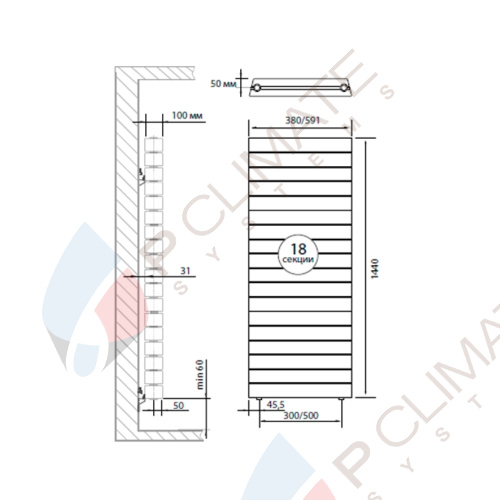 Радиатор Royal Thermo PianoForte Tower Silver Satin - 18 секц.