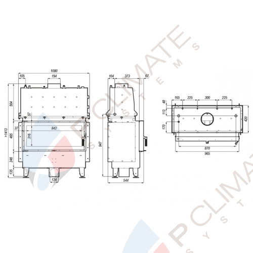 Топка DEFRO HOME RIVA LA SHORT, 22 кВт, 965/465мм, с водяным контуром