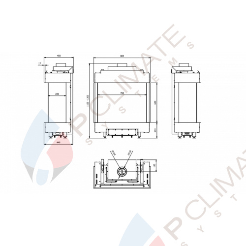 Каминная газовая топка LEO/LP/76/62/G31/37MBAR, баллонный газ